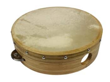 Tamburin mit Naturfell und Schellen - 18 cm