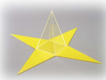 4-seitige Pyramide mit aufklappbarem Oberflächennetz