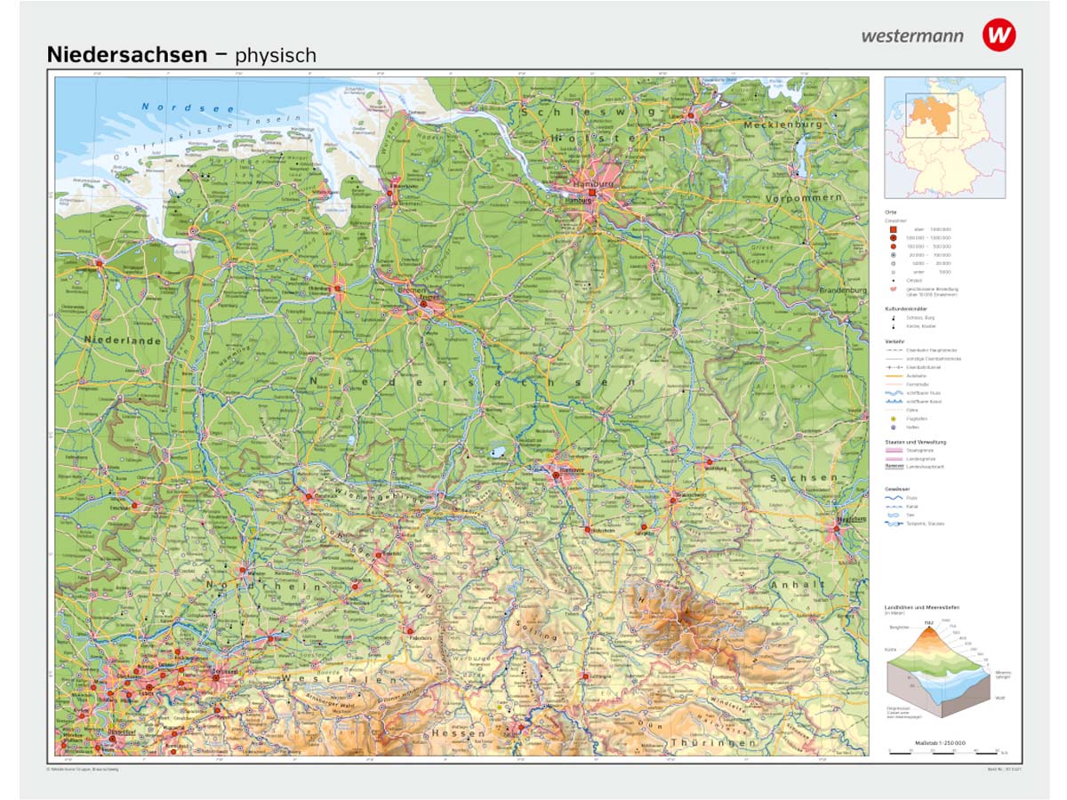 Niedersachsen - physisch / politisch – Bild 1
