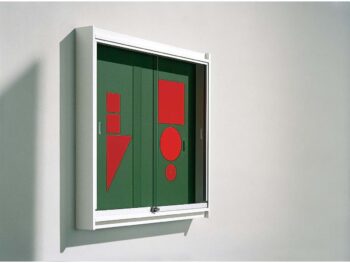 Holzrahmenvitrine - Rückwand grün
