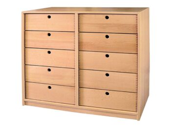 Klassenregal mit 10 Holzkästen